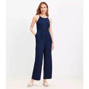 Ann Taylor LOFT Linen Blend Tie Front Jumpsuit 4